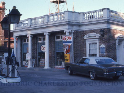 OLD LARGE HISTORIC PHOTO OF CHARLESTON SOUTH CAROLINA ESSO GAS STATION 1960 
